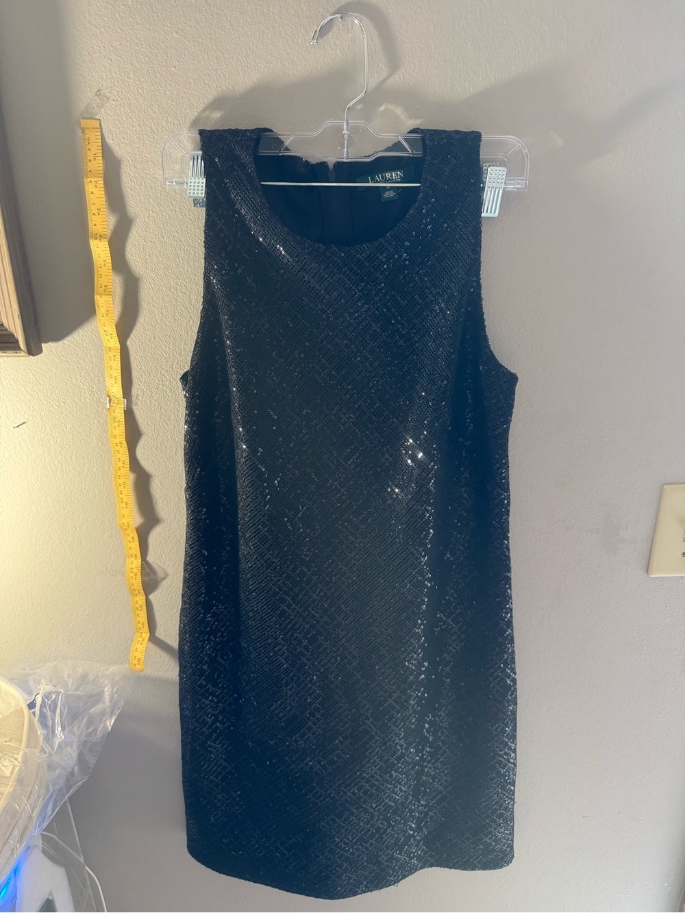 Lauren Ralph Lauren Black Sequin Sleeveless Shift Dress